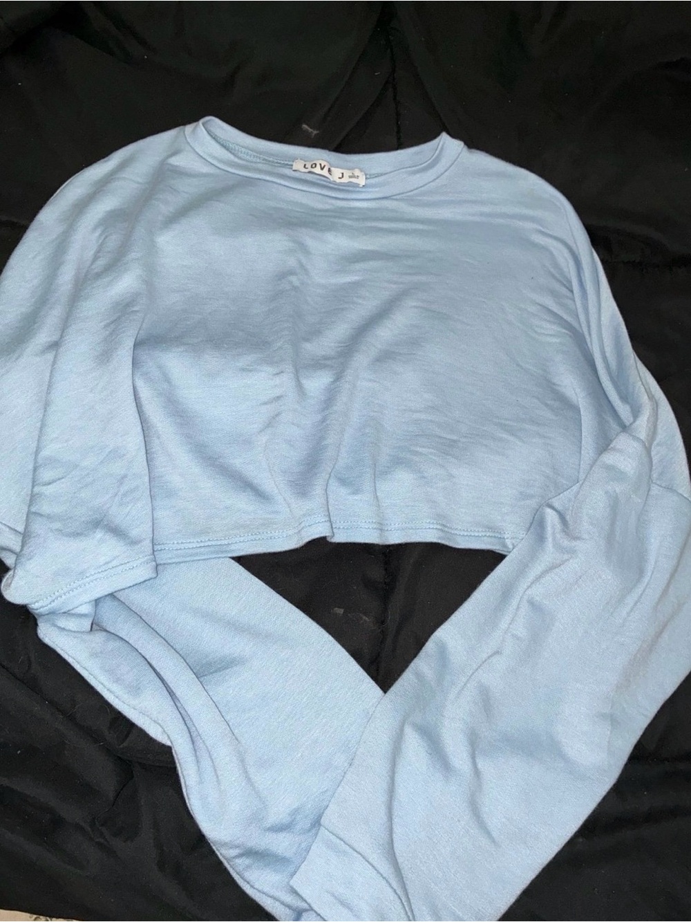 love J Light Blue Cropped Long-Sleeve Top